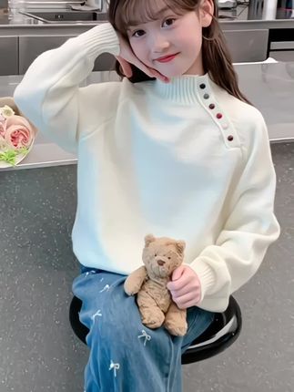 #我要上热门 女童毛衣秋冬新款韩版儿童洋气时尚百搭2025款中大童儿童毛衣立领#甜美穿搭 #女童毛衣 #女童毛衣针织衫 #这也太好看了 @DOU+上热门 @DOU+小助手