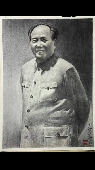 23秒还原伟人风采,这素描细节看哭了! #素描 #画画 #手绘