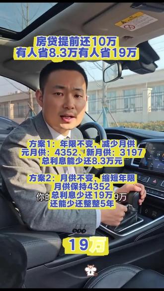 贷款100万提前还款10万可以省19万利息 贷款100万提前还款10万可以省19万利息#房贷 #提前还款