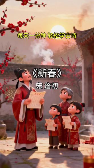 古诗词《新春》宋 詹初#儿童古诗词朗诵 #过年 #春节 #古诗词