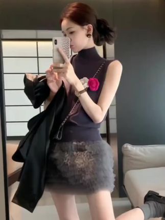 法式INS风少女风休闲风2025秋季新款时尚套装外套皮衣性感半裙女