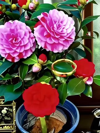 五色山茶花#养花人的乐趣 #好的花一定要分享给你