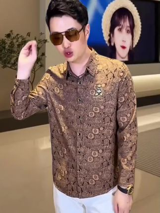 秋季休闲翻领长袖衬衫