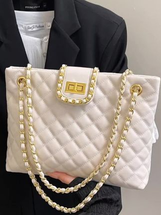 【大容量新款小香风链条托特包网红爆:/ 款女士单肩包高级感百搭通勤包】