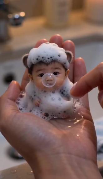 #AI掌心生物洗澡记 #随便ai创作 #随变ai随便玩 #宝宝日常 这个可爱