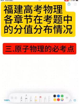 福建高考物理各章节在考题中的分值占比。这里是关于原子物理的必考点和在高考卷中的分值占比#福建高考#高中物理#福州三中#福州一中#dou上热门