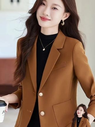 卡其色短款西装外套女春秋2025爆款休闲加棉加厚小个子西服女上衣#爆款热卖中 #好物推荐🔥 #大数据推荐给有需要的人 #抖音小助手#西装外套