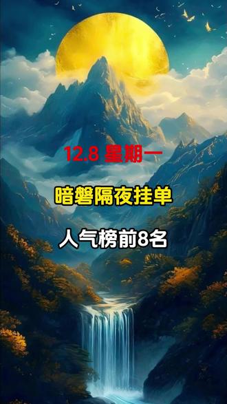 12.8日,隔夜挂单人气榜