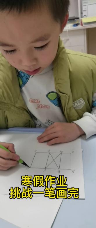 寒假作业,磨磨脑子,挑战一笔画完 #数学思维 #家长必读 #陪娃写作业