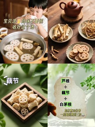 #孩子鼻出血别担心 试试这个温和食疗方 家有宝贝偶尔鼻出血?分享一个传统食疗搭配,宝妈们可以记下来~ 准备芦根、藕节、白茅根,先用清水浸泡十分钟,放入锅中加水煮开后转中小火煮15分钟,关火再焖一会儿就能喝啦。 口感温润带点清甜,小朋友大多不抗拒,每周可以喝两到三次,具体根据实际情况调整就好~ #儿童食疗小方 #宝贝护理小知识 #鼻出血护理