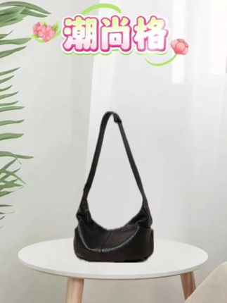 #包包推荐 岩牛新款潮大容量通勤腋下包百搭复古女士斜挎包黑色