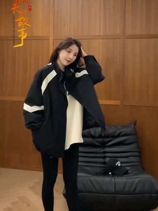 撞色街头棒球服外套女春秋季韩版休闲百搭宽松小众夹克冲锋衣运动#不一样的感觉 #气质这一块拿捏 #棒球服。