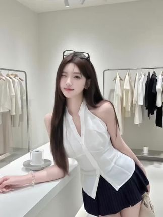 法式气质女神夏季新款无袖高级感性感收腰上衣配高腰显瘦半身裙#穿搭