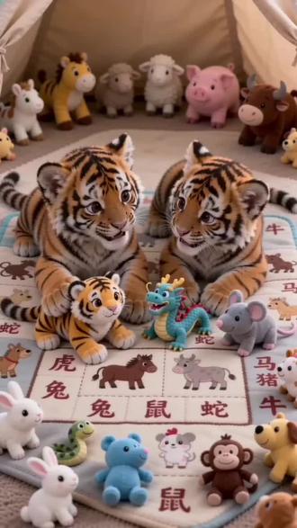 虎后面是什么?蓉蓉急得挠头啦#生肖猜猜乐 #暖团蓉蓉小互动 #萌宠猜谜日常#豆包AI