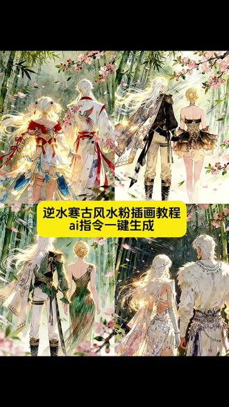你们都在找的逆水寒情侣古风水粉插画制作教程来了,#即梦ai #逆水寒古风水粉插画ai指令 #逆水寒古风水粉插画ai特效 #逆水寒古风水粉插画教程 #逆水寒