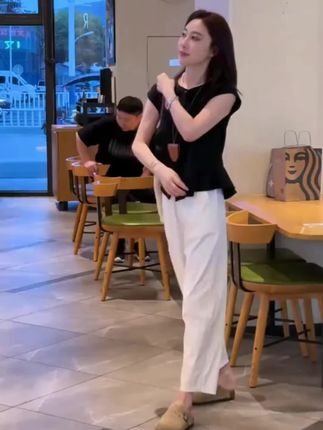#夏季韩版高级感百搭荷叶边落肩衬衫上衣小个子时尚洋气休闲裤套装@抖音小助手