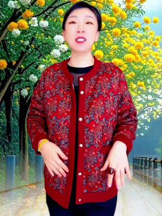 秋冬新品轻薄加绒新款外套,加厚开衫保暖上衣#中老年女装