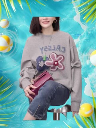 女士秋季卫衣2025新款爆款时尚洋气减龄宽松显瘦圆领无帽套头上衣#爆款热卖中 #好物推荐🔥 #大数据推荐给有需要的人 #抖音小助手#秋季卫衣