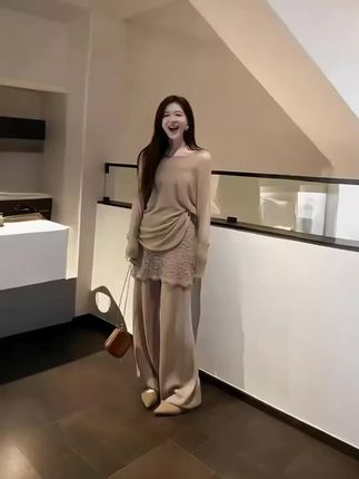 小香风气质穿搭一整套女秋装搭配蕾丝镂空针织衫上衣裤子两件套装#减龄显瘦穿搭 #小香风套装两件套 #镂空针织衫开衫 #蕾丝衫 #显高显瘦显腿长