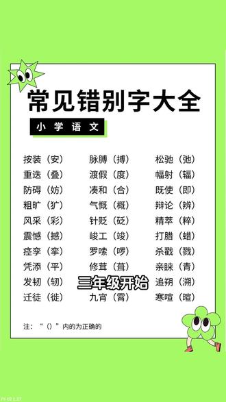 小学常考的易错字全都用漫画口诀的方式整理出来了,孩子很感兴趣。#易错字#易错字读音#错别字#错字纠正#小学语文