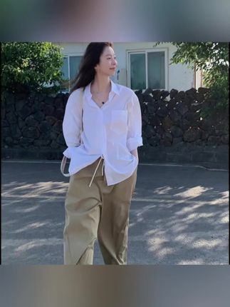 高端货~60支精梳进口纱极简纯棉白衬衫通勤宽松长袖口袋气质上衣#上衣穿搭