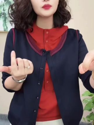 2025秋季新款时尚气质修身显瘦百搭设计感连帽拼色女士上衣#48123