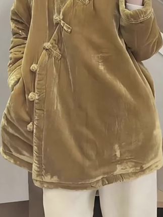 新中式国风中长款丝绒棉服#新中式国风 #新中式穿搭