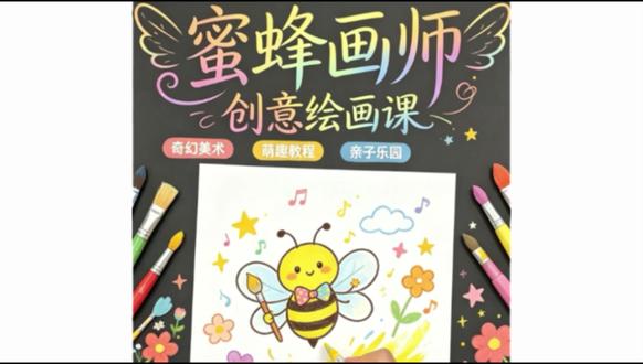 有手就会的,嗡嗡嗡,小蜜蜂来啦🎨#福州彩墨童年少儿美术#儿童绘画
