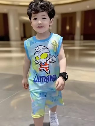 奥特曼儿童套装男童夏季透气篮球服2024新款速干运动无袖背心夏装#每日童装穿搭分享 #高品质童装 #男童穿搭 #潮酷穿搭 #奥特曼童装