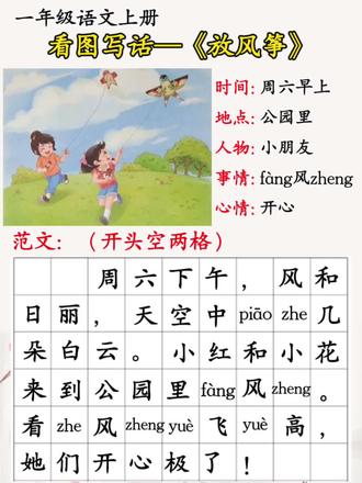 #小学语文 #一年级语文上册 期末必考看图写话—《放风筝》#必考考点 #看图写话