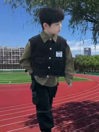 男童秋装套装宝宝马甲衬衫两件套韩版儿童韩范洋气童装小童帅气#男童马甲衬衫套装