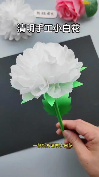清明祭扫必备#小白花 一张纸巾就能完成!#清明节手工 #清明节手工花 #清明小白花 #手工花