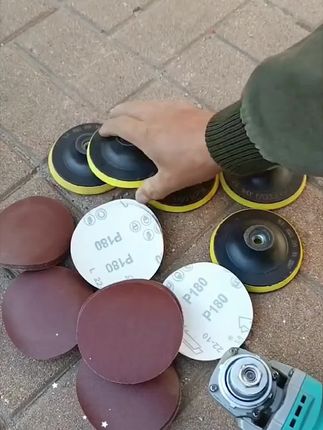 #打磨片 #打磨片厂家 #打磨片抛光 自粘盘+连接杆+30张砂纸打磨抛光神器 植绒砂纸角磨机打磨片