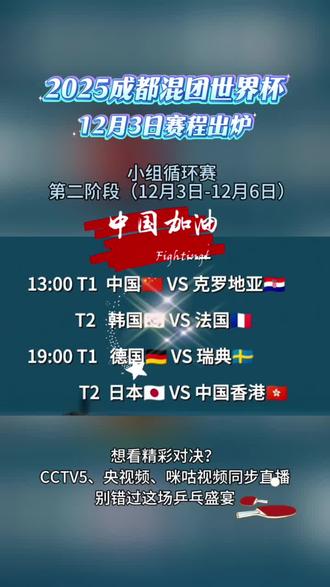 #乒乓球#成都混团世界杯 #赛程