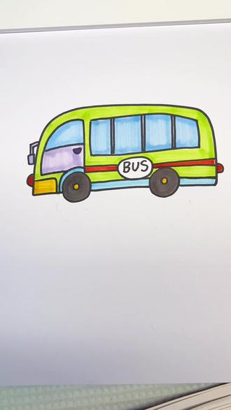 让我们一起来挑战 简笔画 巴士#简笔画 #手绘教程 #亲子简笔画 #儿童绘画 #画画教程