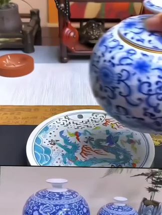 茶叶罐陶瓷密封罐,家用高档大号半斤装储茶复古青花将军罐1#高端瓷器 #茶器茶具