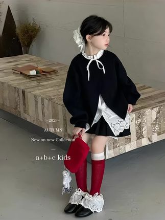 Live🖤☁️𓂃꙳|开叉卫衣太时髦精了!#高品质童装 #穿搭穿搭 #童装上新 #学院风穿搭 #今日分享