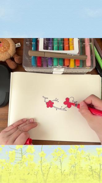 儿童简笔画启蒙马年第一朵梅花简笔画亲子互动绘画春天的颜色英语启蒙#绘画 #简笔画 #儿童动画 #春天 #亲子互动