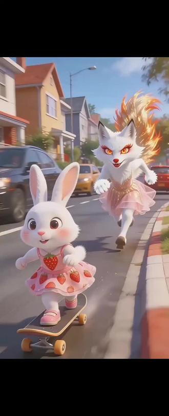 狐狸姐姐今天又得一百分吗,狐狸姐姐与调皮的小白兔探险的一天欢乐日常#创作者扶持计划#创作者计划#二次元动漫#呆萌可爱#萌宠出道计划