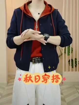【2025秋季新品时尚百搭修身显瘦假两件连帽卫衣女士长袖上衣8181】#春秋穿搭 #百搭上衣 #连帽卫衣 #面料柔软舒适 #春秋穿搭