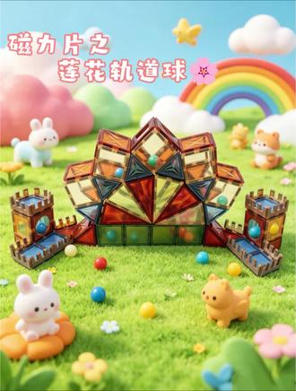 磁力片挑战之莲花轨道球🌸 #磁力片创意搭建#爱上磁力片的小男孩 #磁力片 #轨道 #热门 @DOU+上热门