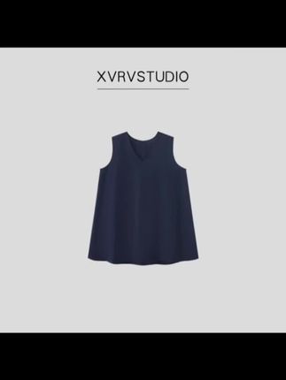 XVRV夏季新款V领廓形背心慵懒水洗天丝亚麻无袖背心透气运动T恤#洋气百搭#天丝亚麻上衣 #无袖背心 #遮肉显瘦#谁穿谁好看