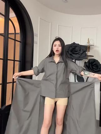 韩版设计感系带V领收腰连衣裙女2025夏季新款显瘦衬衫长裙子