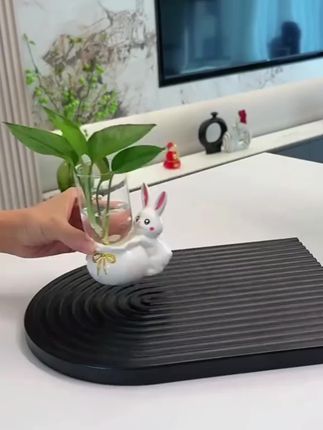 这个陶瓷小兔子萌趣可爱造型,还是一个#水培摆件,无论摆在什么地方都很漂亮#水培植物#水培摆件#摆件#创意水培摆件