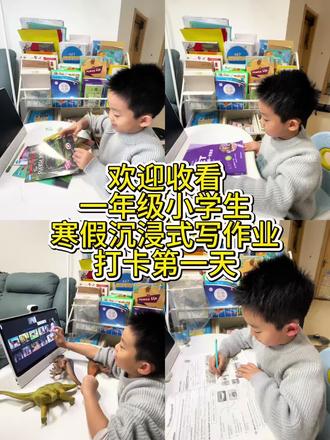 沉浸式打卡寒假学习第一天#神兽假期 #熊孩子作业 #你家孩子也这样吗