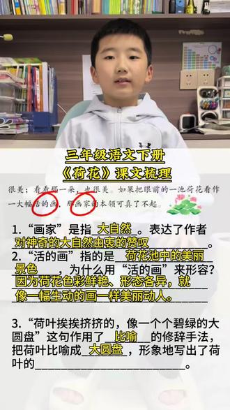 三年级语文下册 第一单元第三课《荷花》知识点#每天跟我涨知识 #必考考点 #知识点总结
#语文知识点