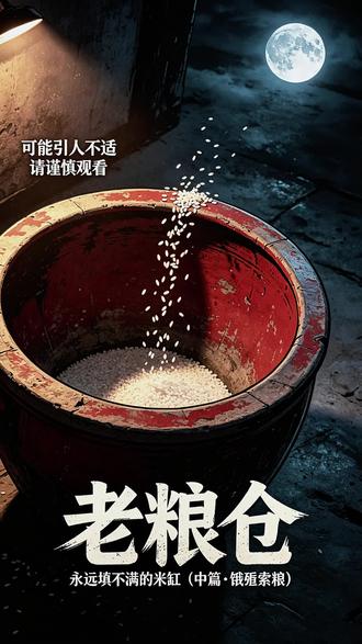 先生做法压不住的粮仓邪祟,黄符烧成灰,糯米变黑,全村的米顺着门缝往粮仓流。这不是普通的闹鬼,是几十条饿殍跨越几十年的怨气。# 粮仓异闻 #惊悚悬疑 #民间恐怖故事 #饿殍索命
