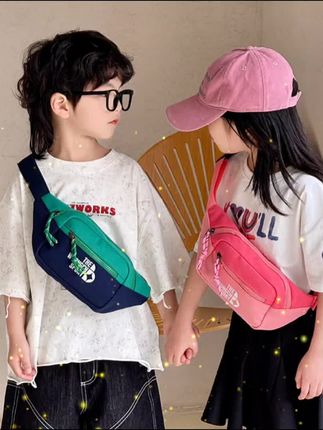 时尚韩系儿童包包男童潮酷斜挎包拼色胸包女童腰包夏季休闲小胸包