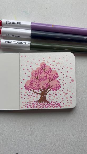 丙烯马克笔简笔画|樱花树
#教你学画画 #简笔画 #手抄报 #画画教程 #丙烯马克笔