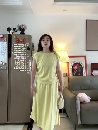 奶黄色套装 #藏肉显瘦穿搭 #大码女装